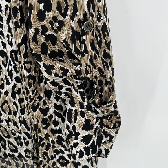 Maggie Barnes 3X Leopard Print Blouse Womens Button Down Top Career Offfice - Picture 6 of 7